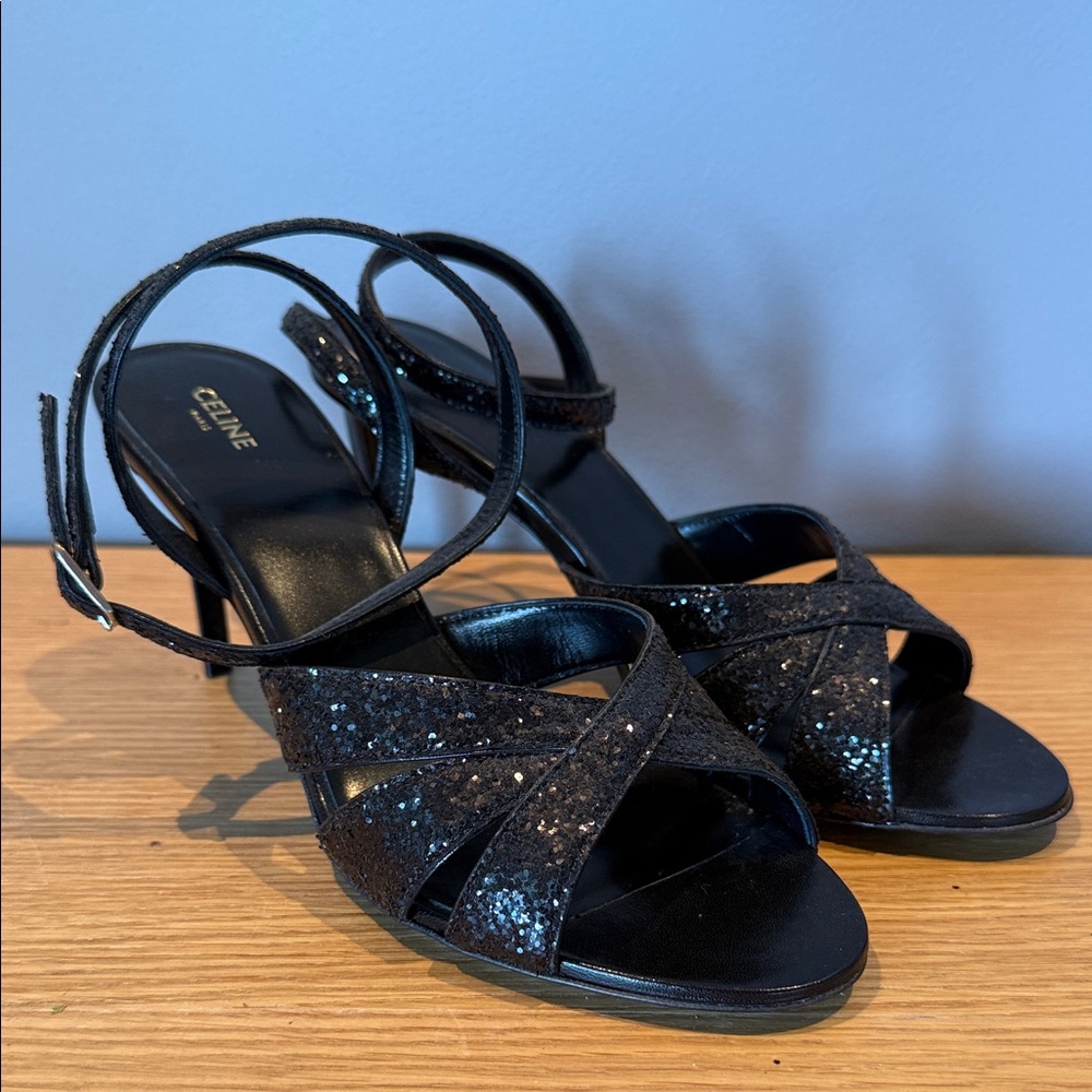 Celine Sparkling Black Women's Sandals
